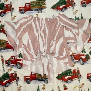 Pink&White Off the Shoulder Blouse